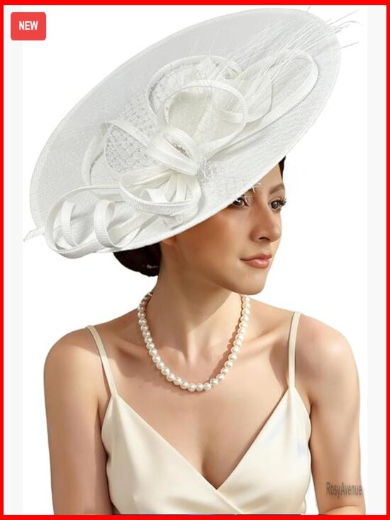 Elegant Women\'s Fascinator Hat with Flower Feathers Headband for Wedding Derby main image 5